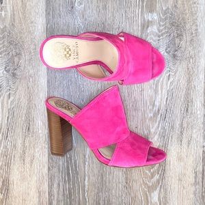 Vince Camuto Hot Pink Suede Heeled Mule